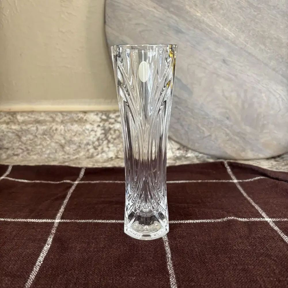 Cristal d'Arques Chatelet 24% lead Crystal Swirl Bud Vase Small Square Top 6.5